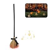 Halloween Magic Broom, Floating Witch's Broom –Haunted Dancing Brooms, Tall Animated Light Up Moving Broomstick with Spooky Sounds, Flying Witch Decor for Indoor/Outdoor Halloween Porch & Party (1PCS)