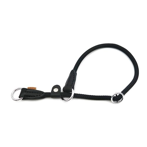 Aiminto Braided Round Martingale Dog Collar, Training Collar with Slidable Stop Ring and Adjustable Stopper