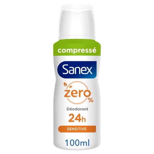 SANEX - Desodorante en spray cero (0%) pieles sensibles - Desodorante para hombre y mujer - Eficacia 24 h - Sin alcohol, sin colorantes - Formato completo de 100 ml