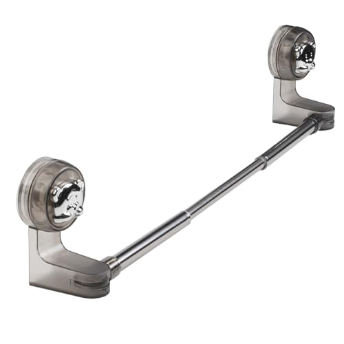 NiuLumea Barra portasciugamani estensibile 30-60 cm con forte ventosa, per bagno in acciaio inox, per piastrelle e vetro, senza trapano