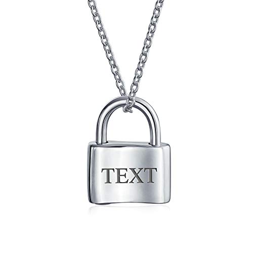 Personalized Functional Lock Pendant Charm 925 Sterling Silver Necklace For Women Chain 16 Inches Custom Engraved