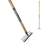 Synx Tools Gartenrechen 8 Zähne verzinkt Rechen Rechen Laub Rechen Bodenarbeiter Unkrautentferner Gartenartikel Komplett Inkl. 160cm Stiel