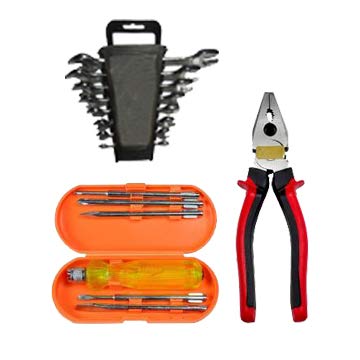 JetFire Hand Tool Set of 3 Plier, Screw Driver Set of 6 & Double Sided Wrench Set 8