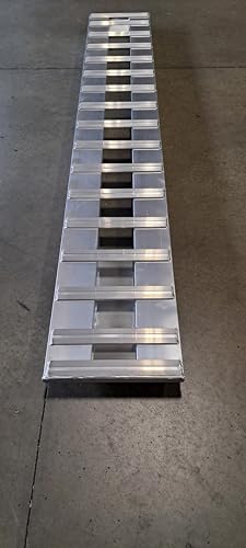 Rampa individual de aluminio Broozer de 9 pies para remolque, ligera y premium, para tractores agrícolas, color plateado, modelo Br-108 miniatura 1