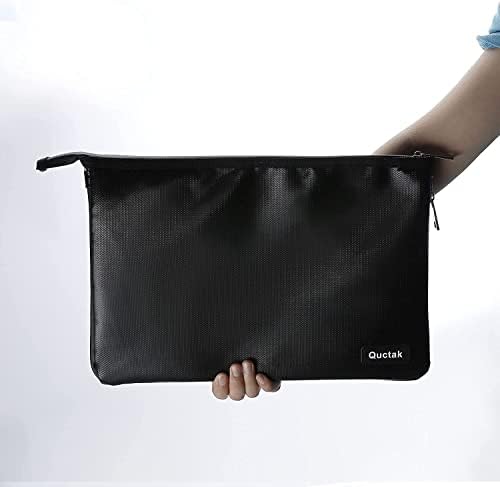 Expandable Fireproof Document Bag 14x10 Inches, Hodufy Money Bags (2000), Fireproof Bag with Waterproof Zipper for Valuables, A4 Documents, Jewelry, Passports, Tablets (Black)