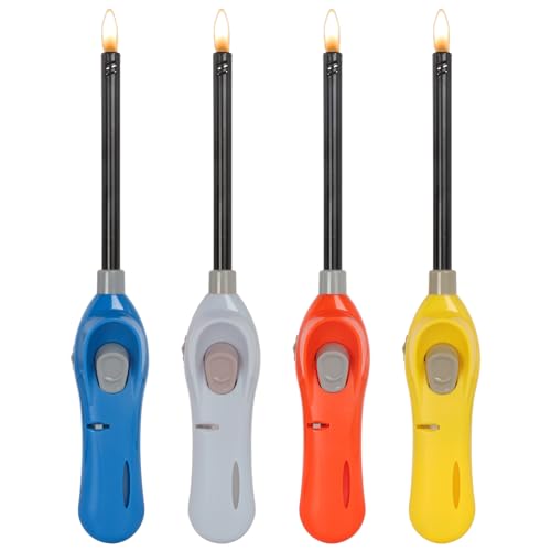 4 Pack Candle Lighters Multipurpose Extended Long Gas Lighter Wand Refillable for Kitchen Fireplace Pilot Light DIY BBQ Grill Stove (Butane Included)