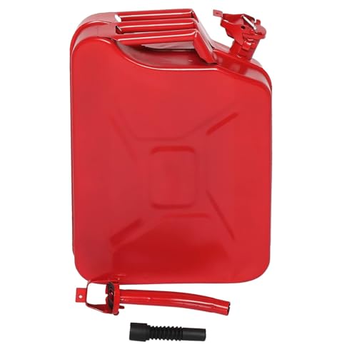 5.3 Gallon Metal Container with Spout and Handle, 20L Cold-Rolled Steel Liquid Storage Jugs, Flexible Pour Extension for Automotive, Off-Road, Lawn and Emergency