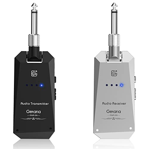 Getaria Sistema de guitarra sem fios 5.8GH Recetor Transmissor de Guitarra Sem Fios 4 canais para baixo elétrico Amplificador de guitarra cabo Jack
