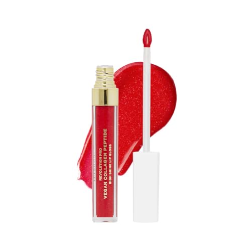 Image of Revolution Pro Vegan Collagen Peptide High Shine Lip Gloss, Nourish, Plump & Hydrate Lips With Hyaluronic Acid & Vitamin E, Cherie, 4 ML (Pack of 1)