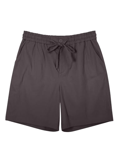Image of RQP Mens Cotton Linen Shorts Casual Drawstring 7inch Inseam Shorts Stretch Summer Beach Wear