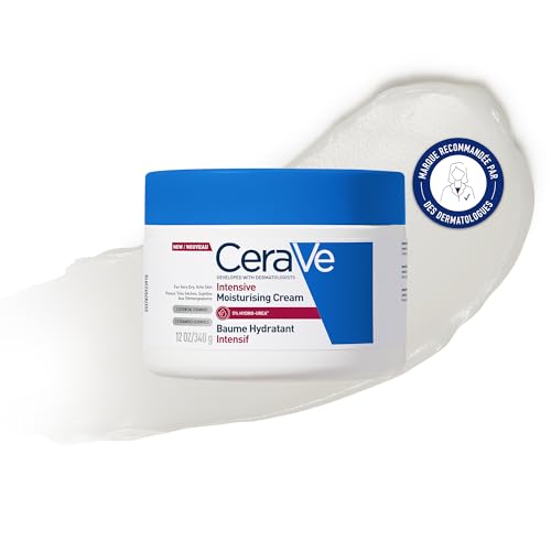 CeraVe - Baume Hydratant Intensif Corps & Visage - Peaux Très Sèches, Avec Démangeaisons - 72H d’Hydratation - Beurre de Karité + 3 Céramides + Hydro-Urea Boost - Sans Parfum, Non Comédogène - 340g