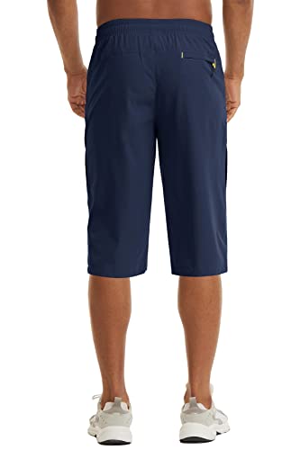 Image of MAGCOMSEN Men's Capri Shorts Quick Dry Below Knee 3 /4 Capri Pants with Zipper Pockets for Workout Running Training Summer