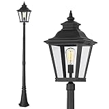 Luminzone Outdoor Lamp Post Light, Waterproof Outdoor Classic Street Lights with Clear Glass for Backyard, Patio, Garden, Lawn, Pathway, Driveway