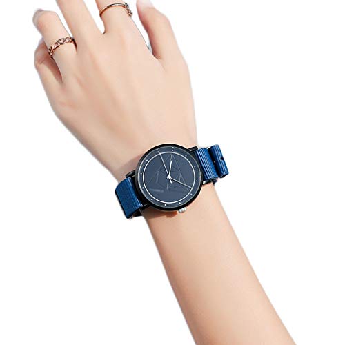 Girl Student Regardez, Cadran avec des Figurines géométriques, Montre analogique Strap sur Toile Cadran Rond, Mode, Montres romanes et Simples, pour Les Montres pour Femmes Enfants (Color : Blue) Cover
