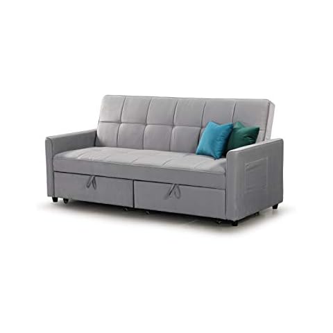 Honeypot - Sofabed - Elegance - 3 Seater - Large Sofabed - Plush Grey, Plush Marine, Plush Teal - Plush Fabric (Plush Grey) Cover