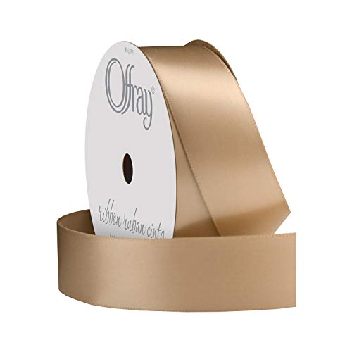 Image of Berwick Offray 475812 7 /8 inch Wide Single Face Satin Ribbon, Oatmeal Natural, 6 Yds