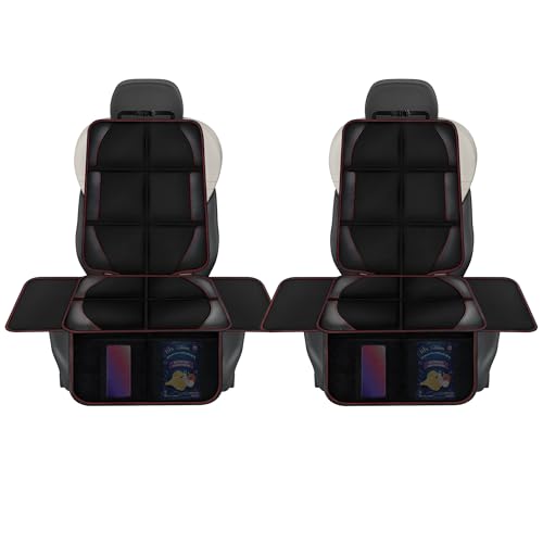 Set 2 Piezas Protector Asiento Coche Silla Bebé, Impermeable y Resistente, Funda Universal Asiento Compatible ISOFIX con Almacenaje. Cobertor Antideslizante, Protección Tapicería Coche, Car Seat Cover