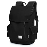 WindTook Canvas Rucksack Herren Damen Laptop Rucksäcke Daypack Tagesrucksack Schulrucksack mit USB Anschluss für 15,6 Zoll Notebook, Uni Büro Freizeit Arbeit Schule, 30x17x45cm, Schwarz