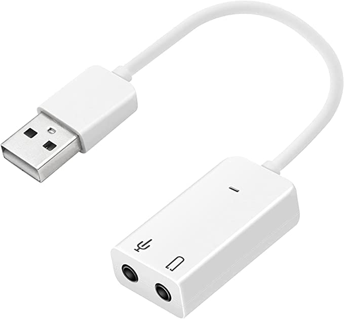 USB Audio Adapter External Stereo Sound Card with 3.5mm Headphone and