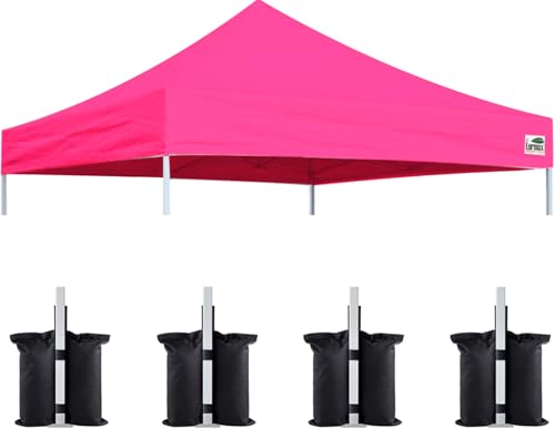 Image of Eurmax USA 10x10 Pop Up Canopy Replacement Top,Universal Instant Canopy Cover ONLY,Heavy Duty UPF 50+ UV Protection,Water & Wind Resistant Tarp,30+ Colors Available,Bonus 4 Sand Bags (Pink)