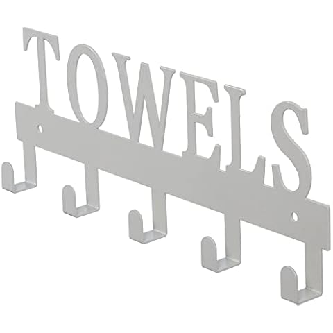 Hook Towel Holder Wall Mounted Coat Racks with 5 Hooks , Holder Towel Hooks for Bedroom, Bathroom,Kitchen Hanging Towel,Clothes, Bag,Coat,Key-White Cover