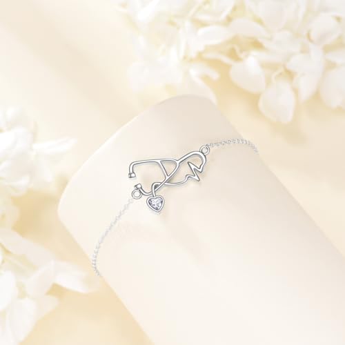 ONEFINITY Stethoscope Bracelet 925 Sterling Silver Nursing Jewelry Gift For Doctor Nurse4