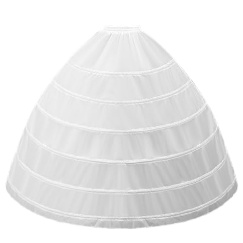 Zorynnex 6 Hoop Skirt Petticoat A-line Crinoline for Women Under Dress Floor Length Slip Underskirt for Bridal Wedding Quinceanera Gown White