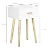 HOMCOM Set di 2 Comodini Camera da Letto con Cassetto, Coppia di Comodini Moderno in Legno, Tavolini per Divano, Soggiorno, Salotto e Camera, 40.5x30.5x60 cm, Colore Rovere e Bianco #2