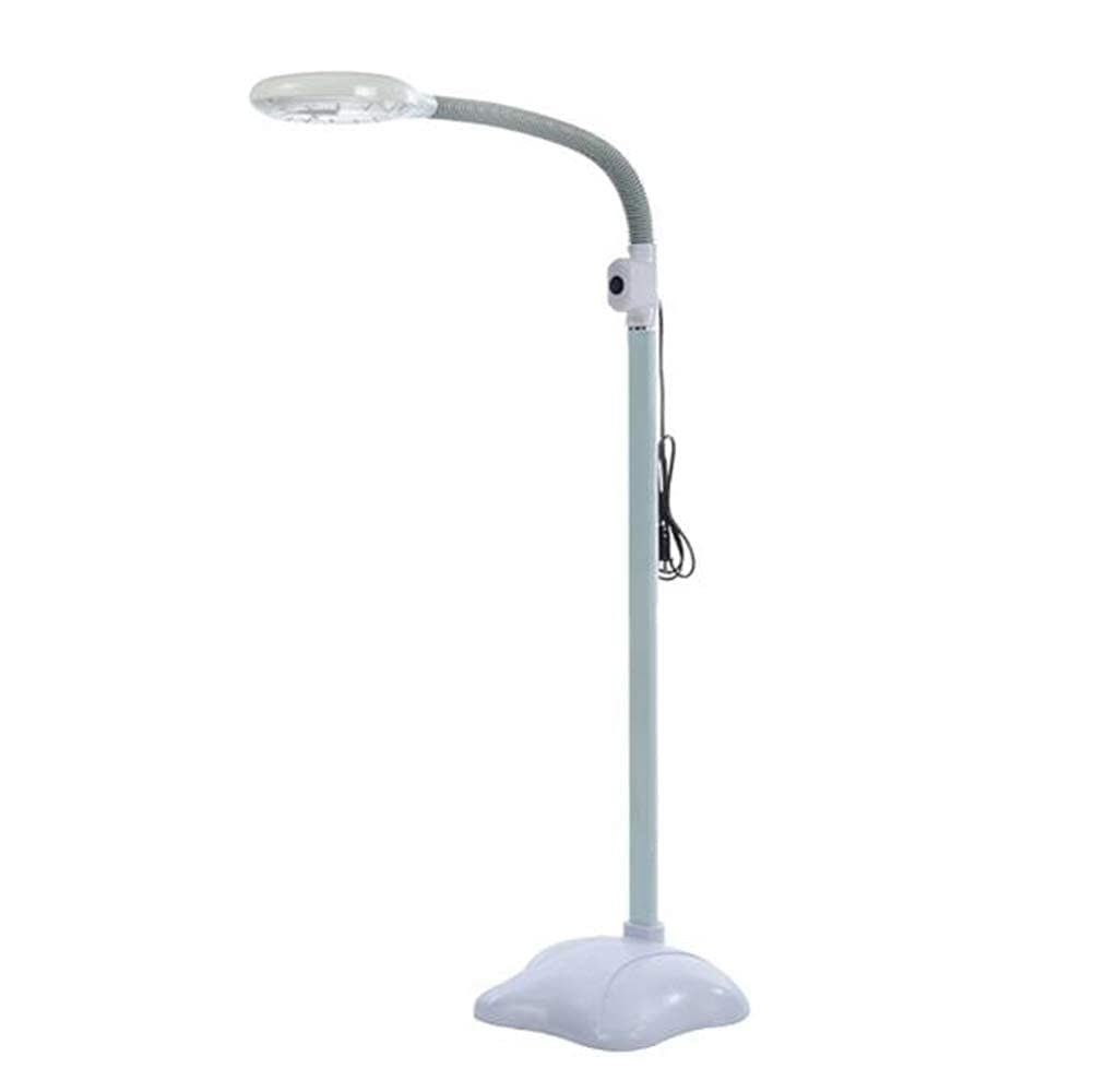 Lupa, 5-krotna lupa LED Lampa podłogowa-Podstawa obiektywu Regulowane ramię obrotowe Lupa do czytania z gęsią szyją - do salonu, urody, manicure