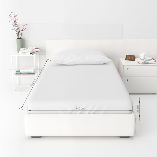 Drap housse 140x200 en coton satiné blanc pour lit de luxe - 3