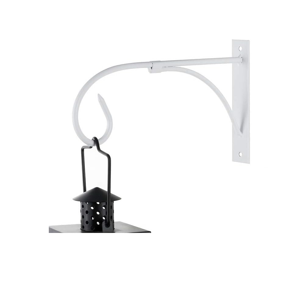 Iron Wall Hooks for Hanging – Heavy-Duty Decorative Brackets for Lanterns, Planters, Bird Feeders, Coats – Indoor Outdoor Use (2-Pack) (1, White)-image-38