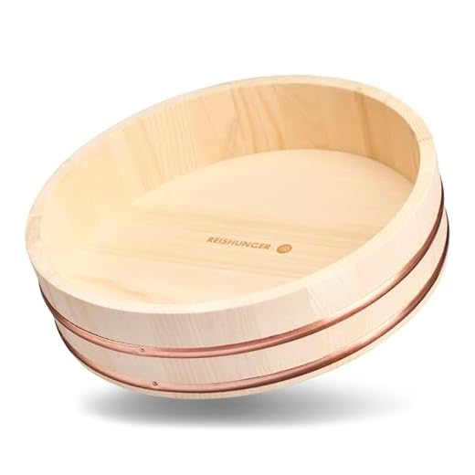 Reishunger Hangiri, Cuenco de Madera para Principiantes (diámetro 30 cm) - Disponible en tamaños de 30 cm a 60 cm, para arroz Sushi