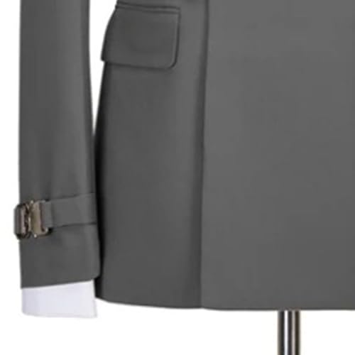 Image of Men's 2 Piece Suit with Metal Clasp Slim Fit Suit Stylish Business Pants Casual Wedding Grooms Tuxedo Suit