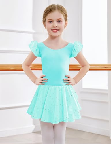 Image of Arshiner Girls Ruffle Sleeve Ballet Dance Dress Tutu Skirted Leotard