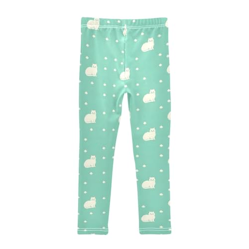 Cat on Green Dot Girls Leggings Athletic Pants Tights Stretch Bottom2