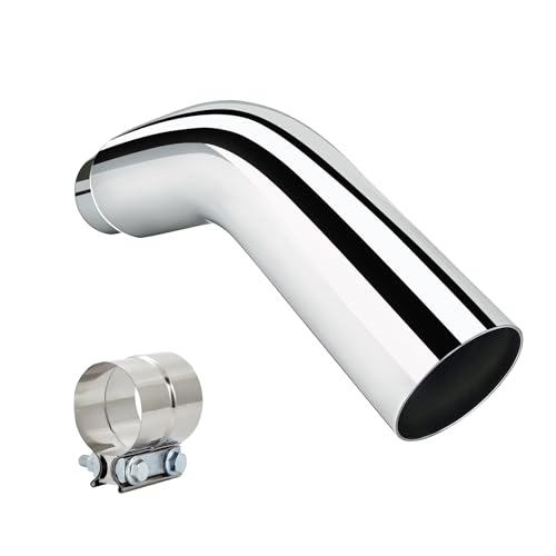 4 to 6 Inch Exhaust Elbow with Clamp - Chrome Plated 4 Inlet 6 Outlet Diesel Exhaust Tip for Trucks Pickups & Cars