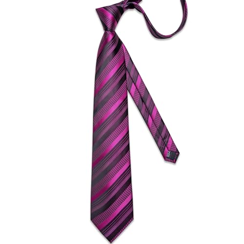 Image of DiBanGu Mens Tie Silk Plaid Striped Necktie and Pocket Square Cufflinks Tie Clip Set with Gift Box Formal Wedding Party