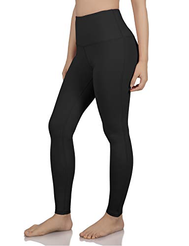 ODODOS Women's High Waisted Tummy Control Yoga Pants,Full-Length Leggings with Inner Pockets,Black,X-Small