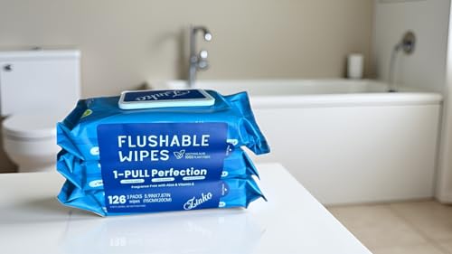 ZINKO's Flushable Wipes, Extra Large,...