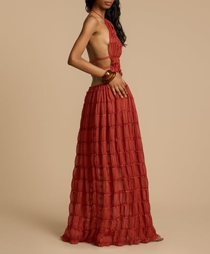 Image of Women Y2K Skirt Set Outfits Strapless Crop Top Bodycon Midi Skirt Dress Sexy 2 Piece Knit Outfits Skirt Summer