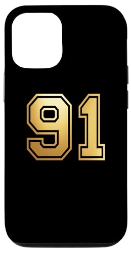 91 Number Ninety-One �`�[�� �X�|�[�c �O���t�B�b�N ��\�`�[���̃}�b�`���O �X�}�z�P�[�X iPhone 12/12 Pro �p