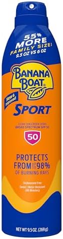 Banana Boat Sport Ultra SPF 50 Sunscreen Spray, 9.5oz | Banana Boat Sunscreen Spray SPF 50, Oxybenzone Free Sunscreen, Spray On Sunscreen, Water Resistant Sunscreen, Family Size Sunscreen, 9.5oz