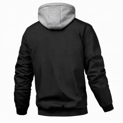 Carydety Mens Jacket windbreaker Jackets Fall Winter Bomber Hooded Jacket - image 2