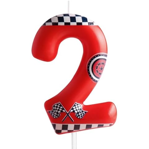 Zi Lan Red Racing Car Birthday Cake Candle Racing Car Themed Birthday Candle, Number 2 Birthday Candles 2nd Birthday Cake Topper for Boys Girls Racing Car Theme Party Decorations Supplies Favors Gifts Cover