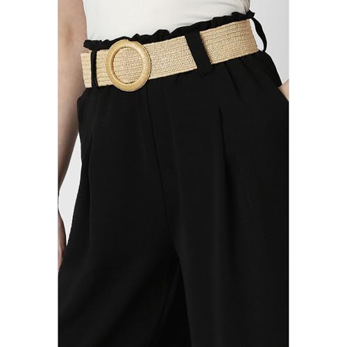 Image of Van Heusen Women's Regular Fit Mid Rise Belted Casual Wide Leg Pants