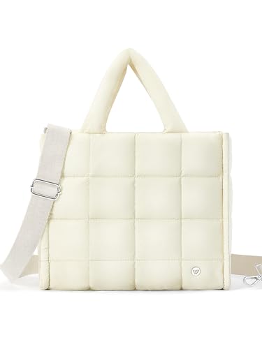 Image of WESTBRONCO Puffer Crossbody Bags for Women Quilted Tote Bag Puffy Weekender Overnight Bag Nylon Shoulder Handbag