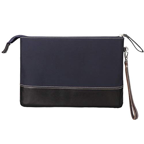 BIGHAS Men's Clutch Bag Handbag Briefcase US Letter Large Size, Long Wrist Strap