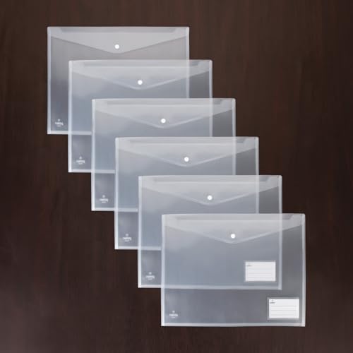 Image of Polen 6 Pcs A3 Size Folder with 20 microns Professional Expanding Transparent File (Specially for Architecture documents and Paintings) White Transparent Sheet, Big Size Button Folder.