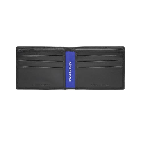 Image of Aeropostale Men's Global Coin Wallet PORUS - Black | Durable Leather | Compact Design & Coin Pocket | Ideal for Gifting