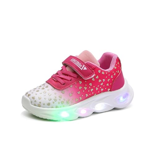 IRON JF Leuchtende Kinderschuhe Jungs Mädchen Blinken Schuhe Led Trainingsschuhe Laufsportschuhe Leichte Wanderschuhe Sportschuhe Jogging Kleinkindschuhe(21-30)(Pink,30 EU)